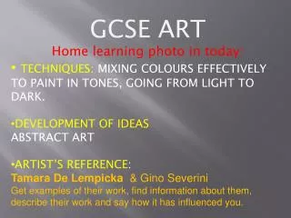 GCSE ART Home learning photo in today: