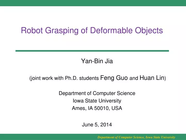 robot grasping of deformable objects