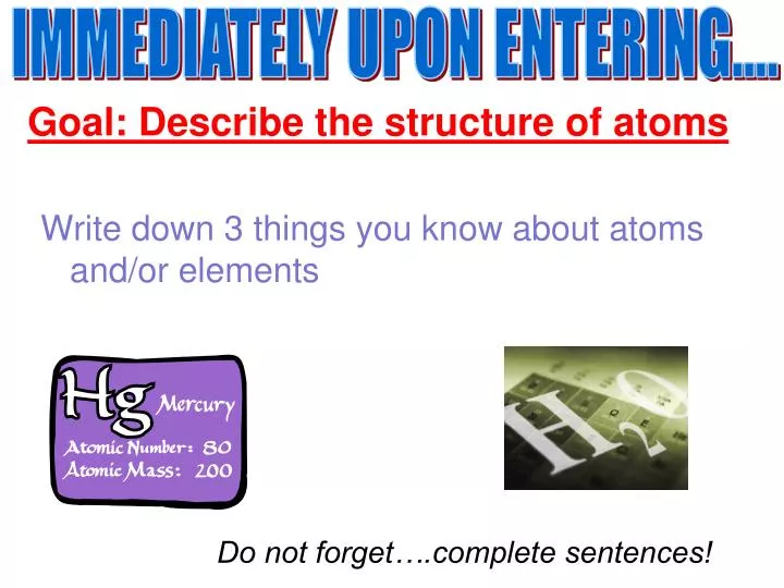 goal describe the structure of atoms