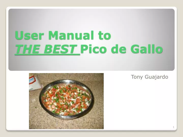user manual to the best pico de gallo