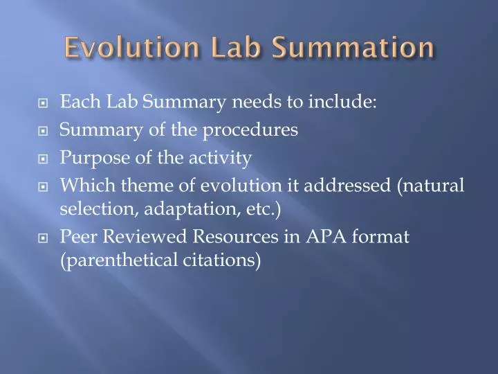 evolution lab summation