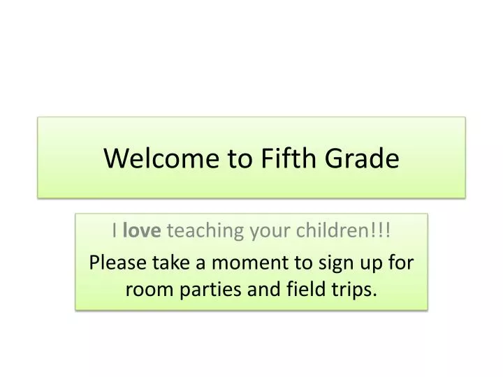 welcome to fifth grade