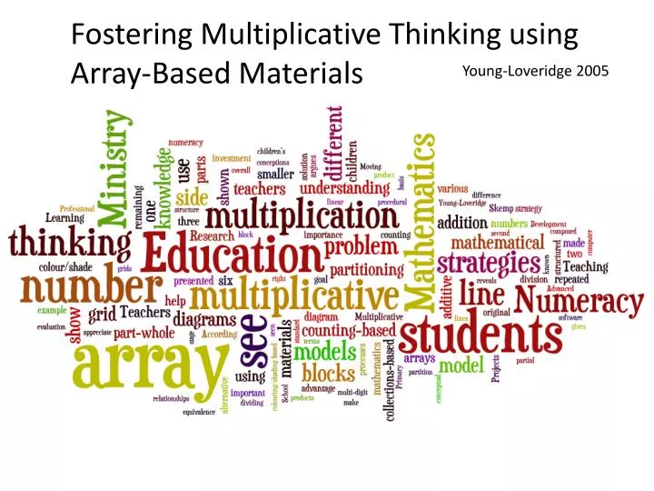 fostering multiplicative thinking using array based materials