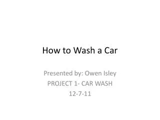 How to Wash a Car