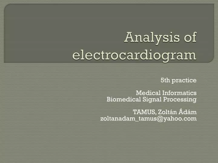 analysis of electrocardiogram