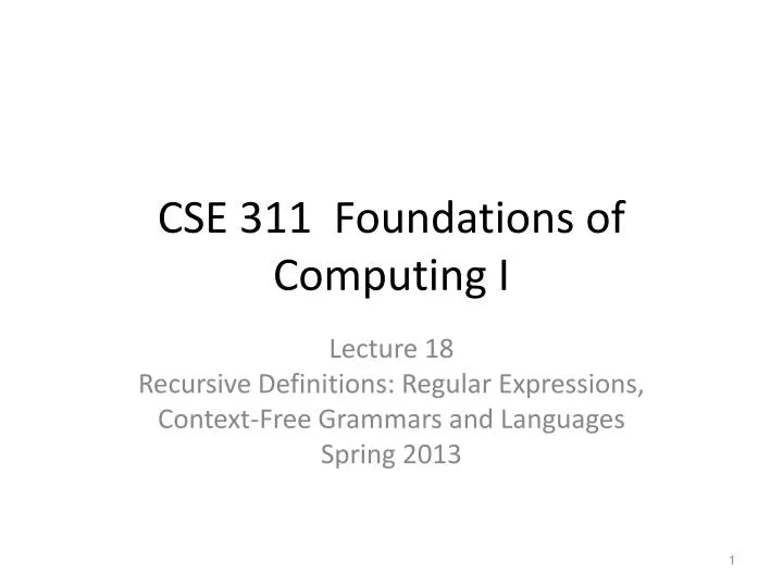 cse 311 foundations of computing i