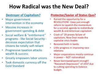 How Radical was the New Deal?