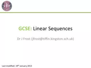 GCSE: L inear Sequences