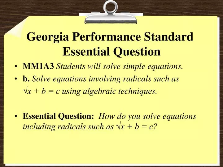 georgia performance standard essential question