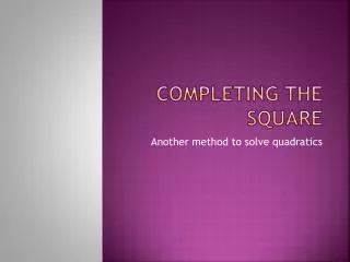 completing the square