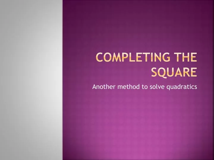 completing the square