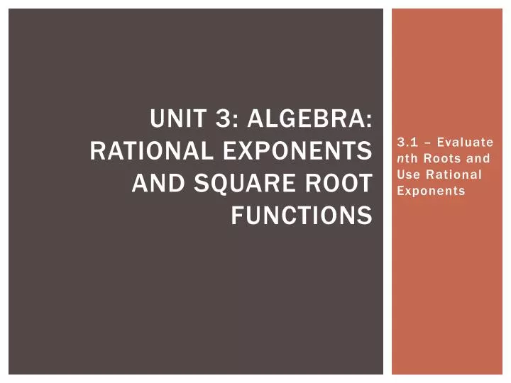 unit 3 algebra rational exponents and square root functions