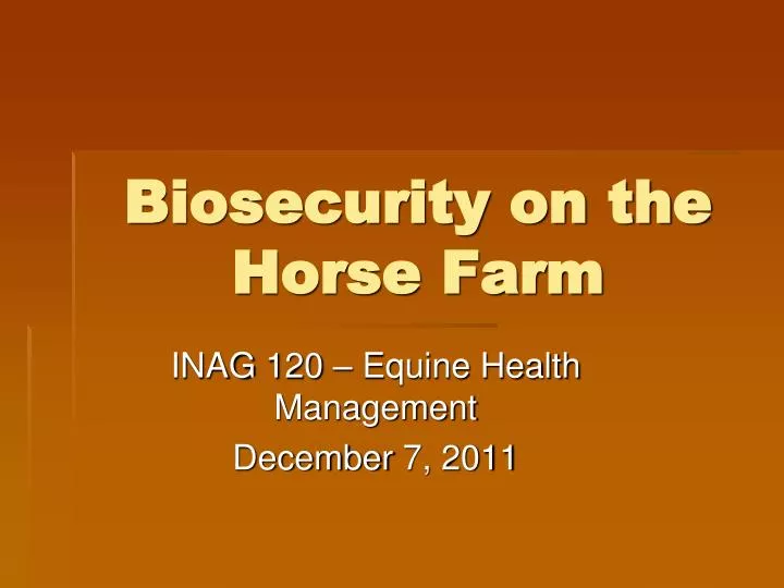 biosecurity on the horse farm