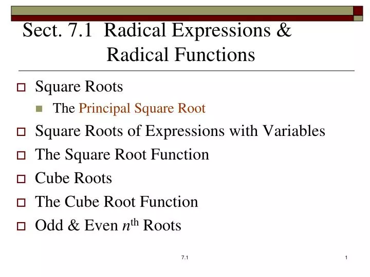 sect 7 1 radical expressions radical functions