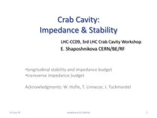 longitudinal stability and impedance budget transverse impedance budget