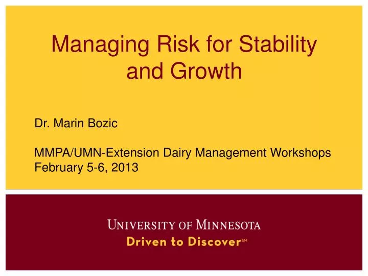 managing risk for stability and growth