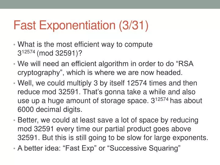 fast exponentiation 3 31