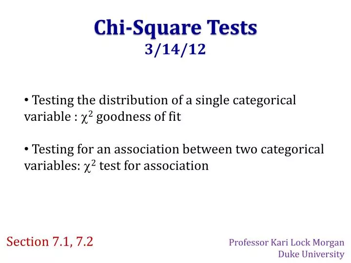 Associations between Categorical Variables Chapter 10: Chi-Square