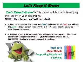 Main Idea Major Details Supporting Details and Examples