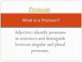 What is a Pronoun?