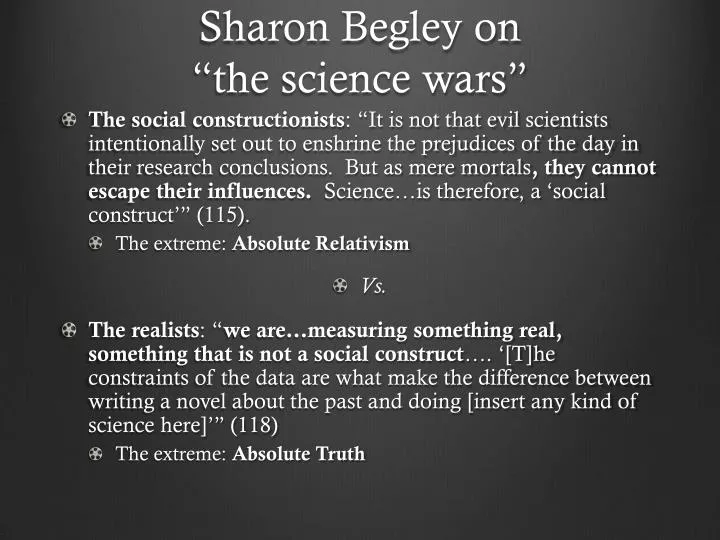 sharon b egley on the science wars