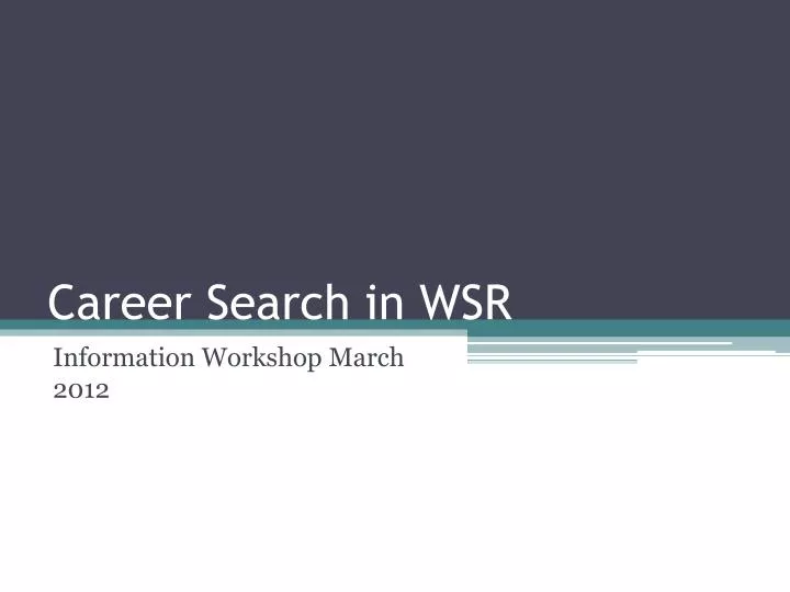 career search in wsr