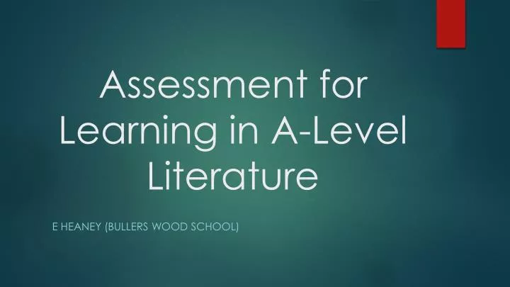 assessment for learning in a level literature