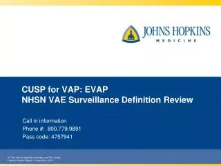 CUSP for VAP: EVAP NHSN VAE Surveillance Definition Review