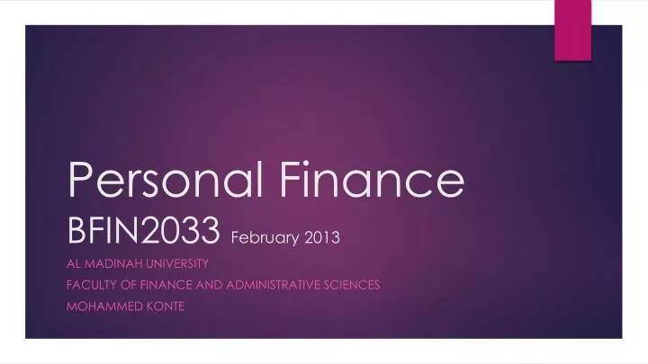 personal finance bfin2033 february 2013
