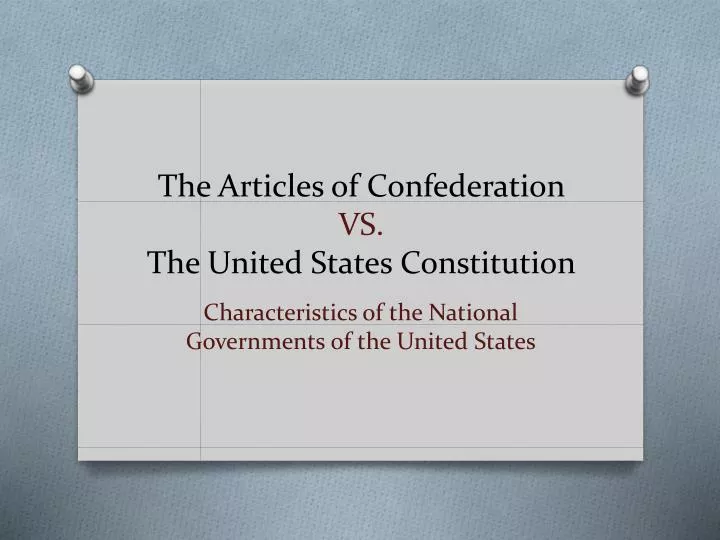 the articles of confederation vs the united states constitution