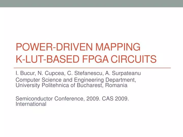 power driven mapping k lut based fpga circuits
