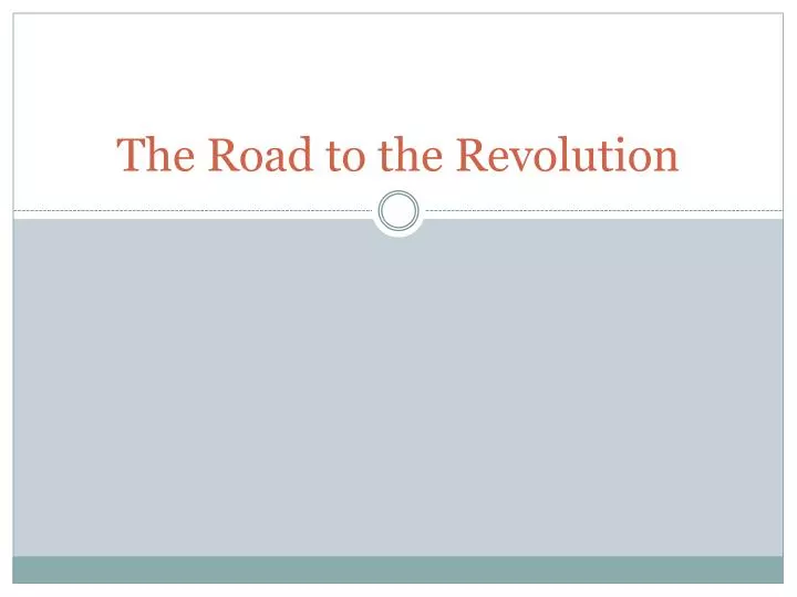 the road to the revolution