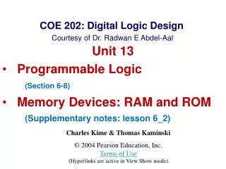 COE 202: Digital Logic Design Courtesy of Dr. Radwan E Abdel-Aal