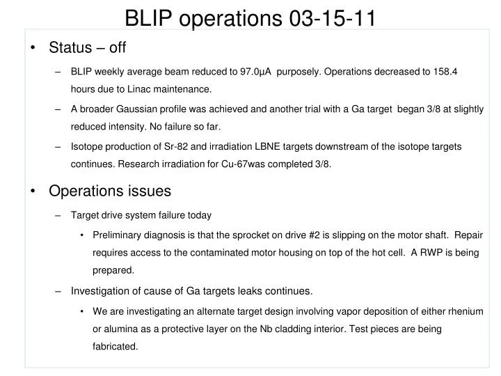 blip operations 03 15 11
