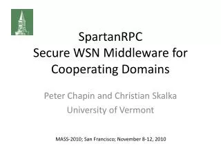 SpartanRPC Secure WSN Middleware for Cooperating Domains