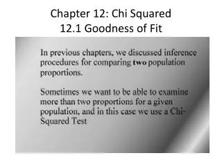 chapter 12 chi squared 12 1 goodness of fit