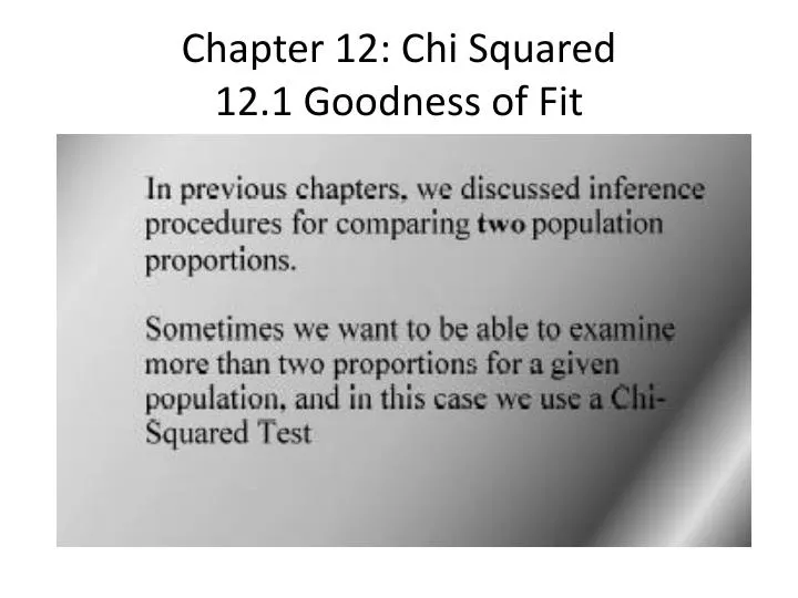 chapter 12 chi squared 12 1 goodness of fit