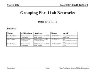 Grouping For .11ah Networks
