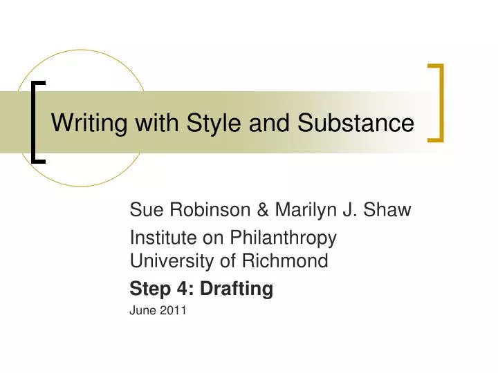 writing with style and substance
