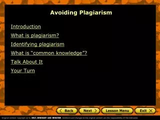 Avoiding Plagiarism