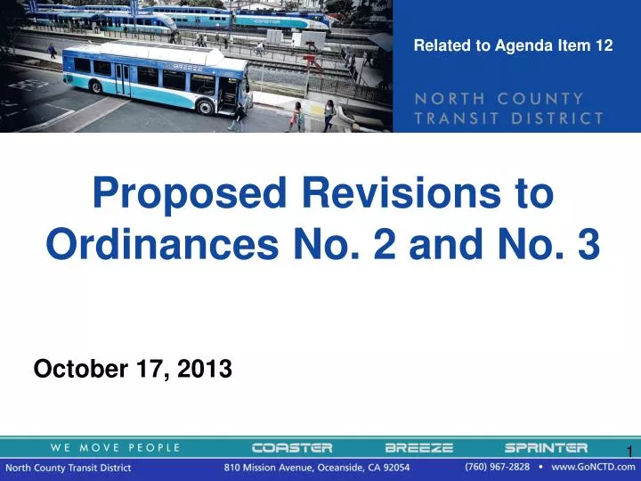 proposed revisions to ordinances no 2 and no 3
