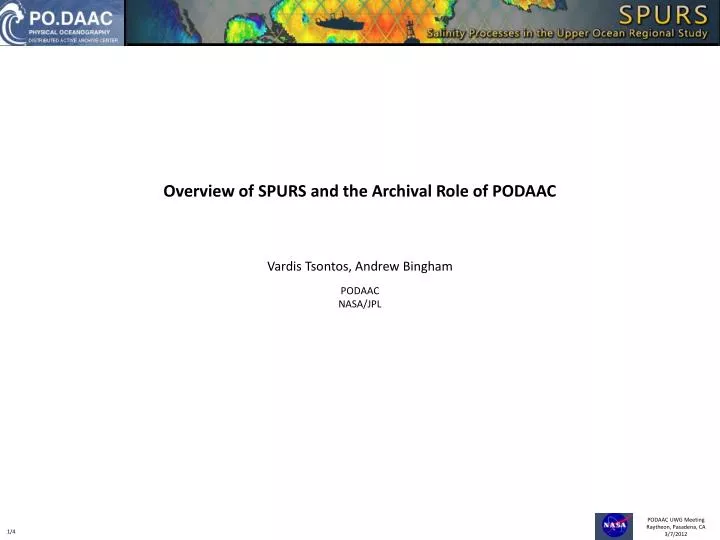 overview of spurs and the archival role of podaac