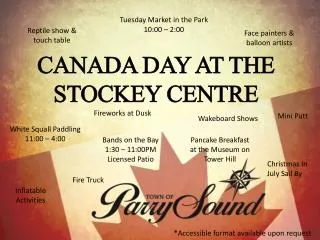 CANADA DAY AT THE STOCKEY CENTRE