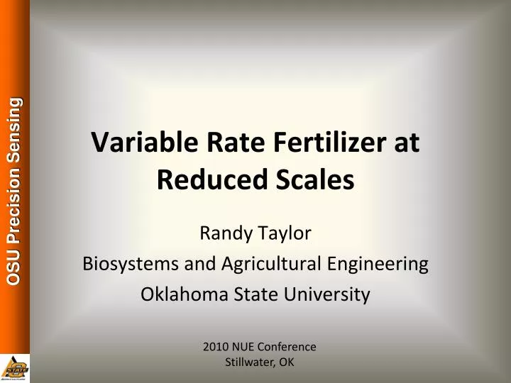 variable rate fertilizer at reduced scales