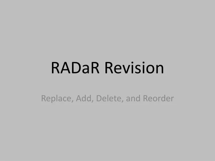 radar revision