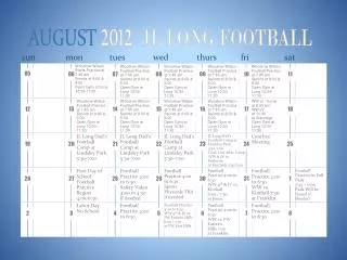 AUGUST 2012 JL LONG FOOTBALL