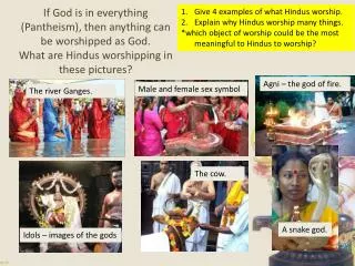 Give 4 examples of what Hindus worship. Explain why Hindus worship many things.