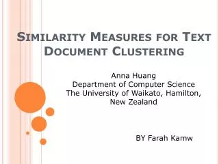 Similarity Measures for Text Document Clustering