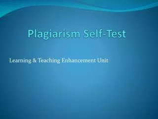 Plagiarism Self-Test