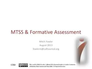 MTSS &amp; Formative Assessment